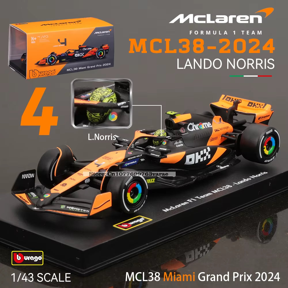 Bburago 1:43 F1 2024 Mclaren  Mercedes Benz W15 Ferrari SF24 Red Bull RB20 Alpine A524 Alloy Car Racing Model Gift Toy