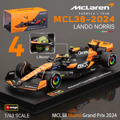 Bburago 1:43 F1 2024 Mclaren  Mercedes Benz W15 Ferrari SF24 Red Bull RB20 Alpine A524 Alloy Car Racing Model Gift Toy