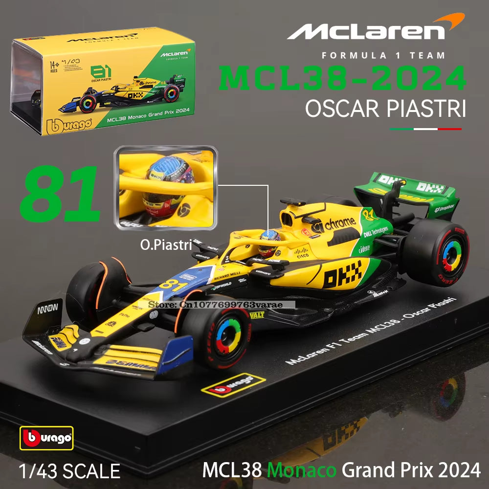 Bburago 1:43 F1 2024 Mclaren  Mercedes Benz W15 Ferrari SF24 Red Bull RB20 Alpine A524 Alloy Car Racing Model Gift Toy