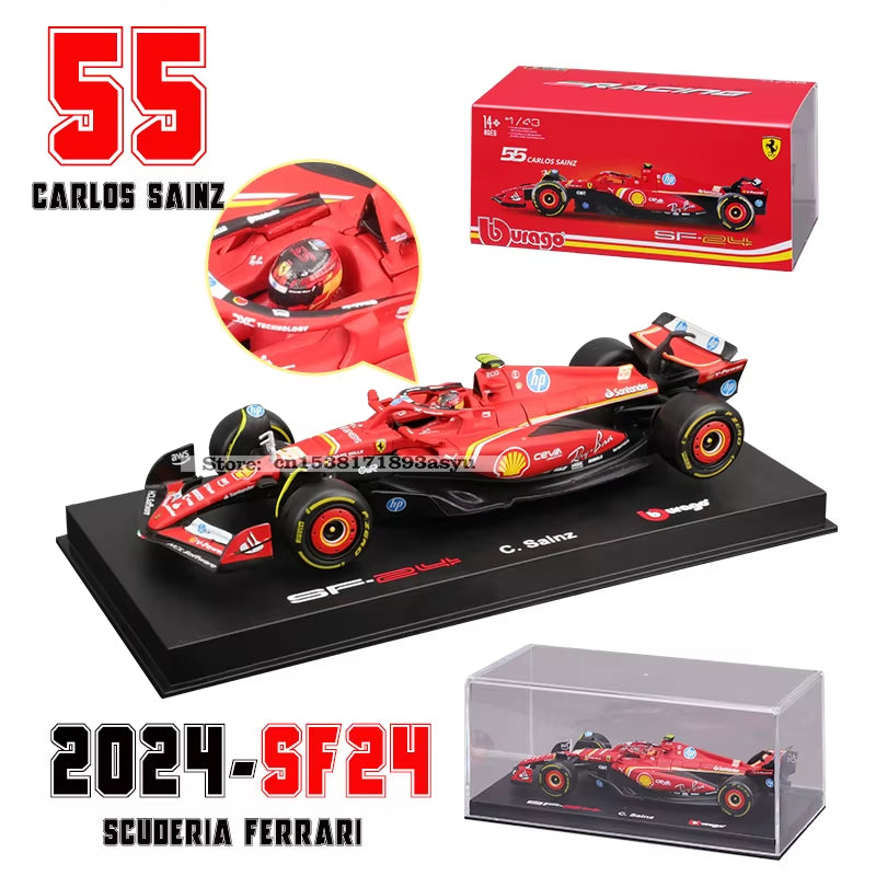 Bburago 1:43 F1 2024 Mclaren  Mercedes Benz W15 Ferrari SF24 Red Bull RB20 Alpine A524 Alloy Car Racing Model Gift Toy