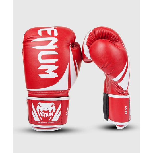 Venum Challenger 2.0 Boxing Gloves - Red, Triple Density Foam Padding, Top Hand Protection, Large Velcro Wrist Strap, Premium PU Leather Construction