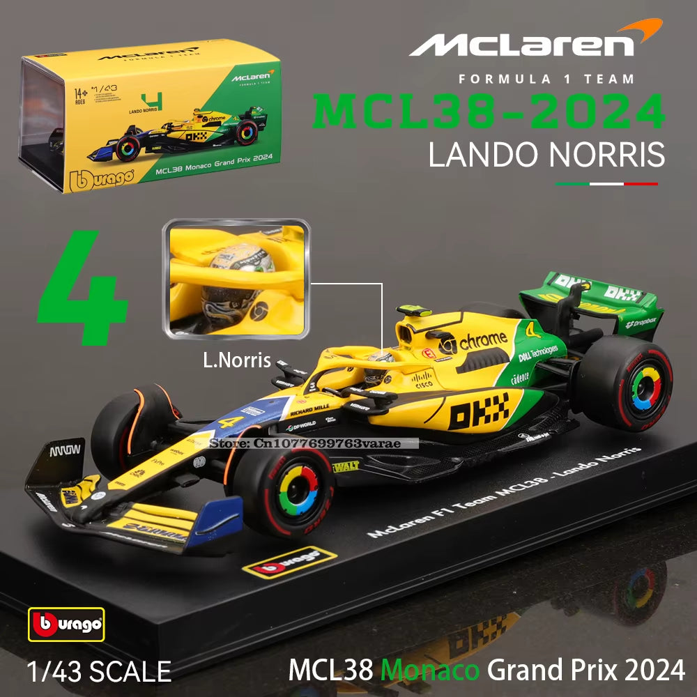 Bburago 1:43 F1 2024 Mclaren  Mercedes Benz W15 Ferrari SF24 Red Bull RB20 Alpine A524 Alloy Car Racing Model Gift Toy