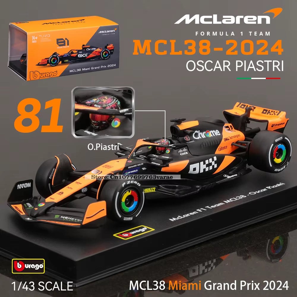 Bburago 1:43 F1 2024 Mclaren  Mercedes Benz W15 Ferrari SF24 Red Bull RB20 Alpine A524 Alloy Car Racing Model Gift Toy